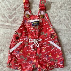 Vtg Oshkosh bgosh AOP sailor nautical shortalls